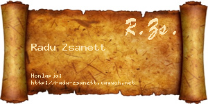Radu Zsanett névjegykártya
